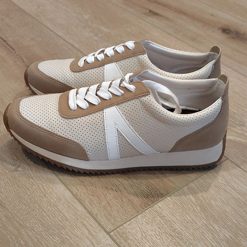 MIA Kabel P Shoes Women's Sz 7 Tan/White Retro Style Faux Suede Accents - Picture 3 of 7